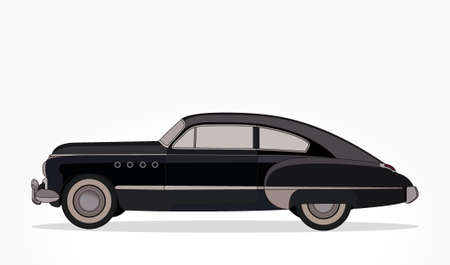 detailed side of a flat black car cartoon with shadow effectのイラスト素材