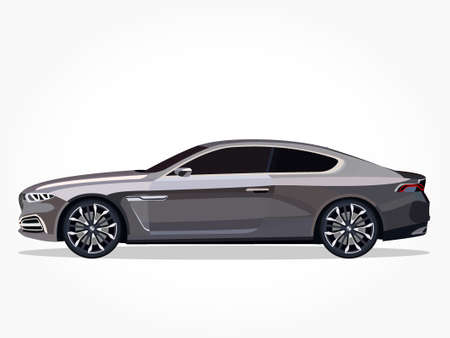 detailed side of a flat grey car cartoon with shadow effectのイラスト素材