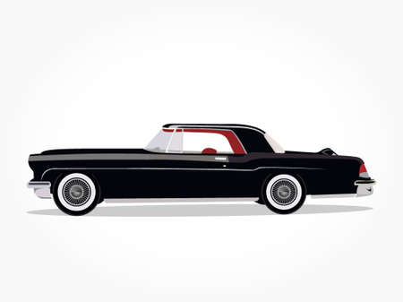 detailed side of a flat black car cartoon with shadow effectのイラスト素材