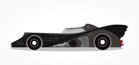 detailed side of a flat black car cartoon with shadow effectのイラスト素材