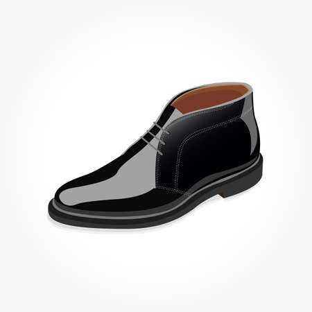 Realistic black men shoe isolated in white backgroundのイラスト素材