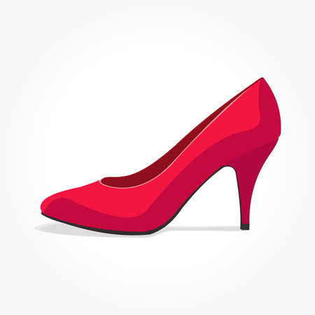 red women shoe vector illustration with high heel and shadow effectのイラスト素材