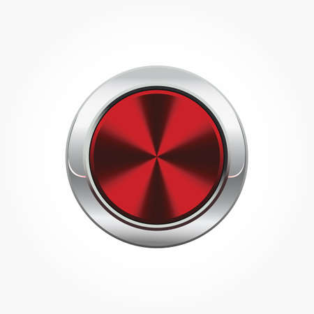Realistic red round button with circle frame and lighting effectのイラスト素材