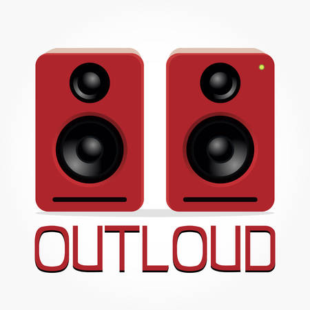 twin red desktop speaker illustration with shadow effectのイラスト素材