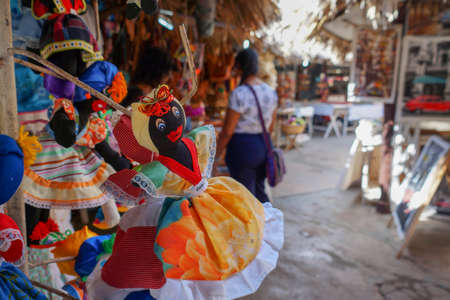 Handmade colorful dolls in a Varadero street marketのeditorial素材