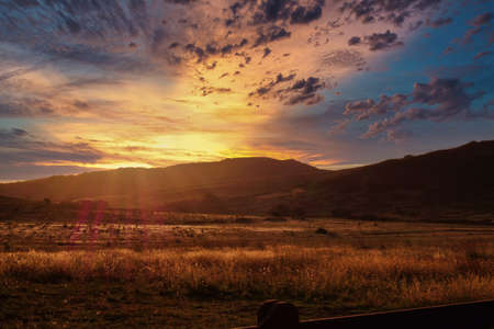 Sunset in the valley, Tandil, Buenos Aires, Argentinaの写真素材