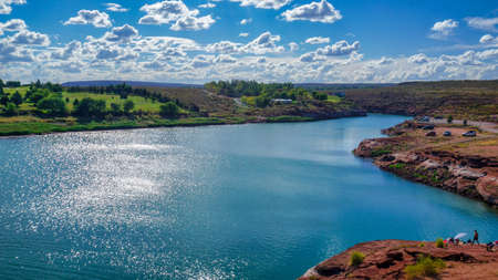 El chocon landscape, Neuquen province, Argentina. Taken on a warm summer day from the shore