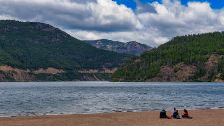 Landscape of lake Lacar. Taken from the beach at San Martin de los Andes, Neuquen, Argentinaのeditorial素材
