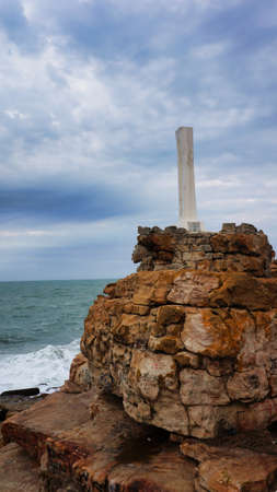 Close view of Guillermo Brown memorial monolith on a cold winterのeditorial素材