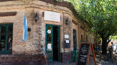 Front view of "El Palenque" typical very old restaurant in Uribelarrea old townの写真素材
