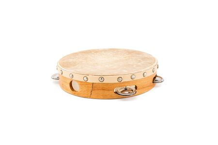 The pandero is a musical instrument of the membranophone family consisting of a circular frame, often made of wood or plastic, with a single head of skin stretched over it.の写真素材