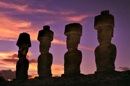 Ahu Nau Nau, the moai of Anakena, Easter Island.のeditorial素材