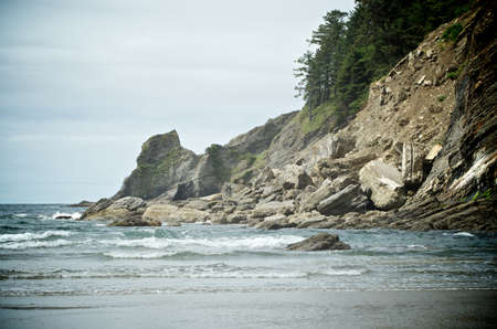 Crashing waves at Oswald West in Oregonの写真素材