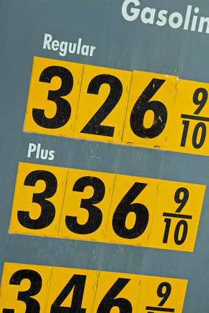 The sign of the time - high gasoline prices everywhereの写真素材
