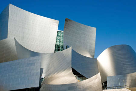 The gleaming stainless steel of a modern downtown concert hallのeditorial素材