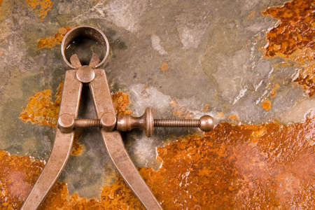 Pair of calipers of measuring exact dimensions and tolerancesの写真素材