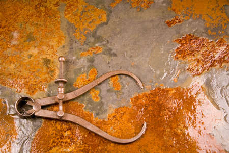 Pair of calipers of measuring exact dimensions and tolerancesの写真素材