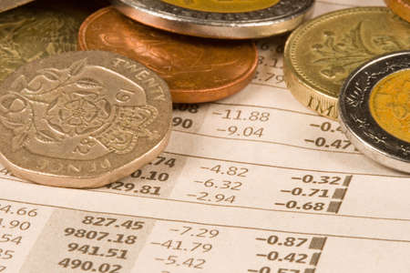 International currency and coins from around the world for business success.