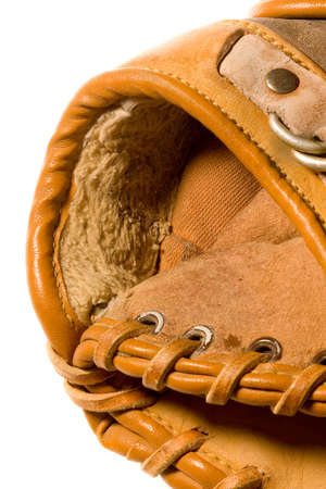 A baseball glove or mitt close up series of its leather deatilsの写真素材