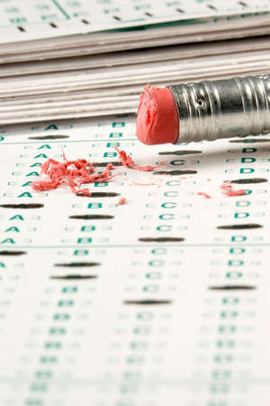 Standardized quiz or test score sheet with multiple choice answersの写真素材
