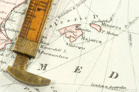Vintage (1907 copyright-expired) map showing countries and trade routesの写真素材
