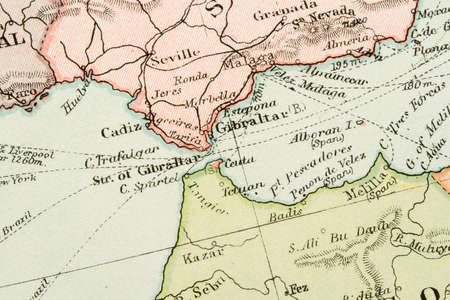 Vintage (1907 copyright-expired) map showing countries and trade routesの写真素材