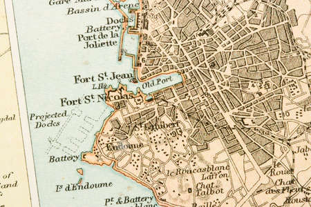 Vintage (1907 copyright-expired) map showing countries and trade routesの写真素材