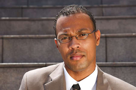 An confident and successful African-American businessman in a power suitの写真素材