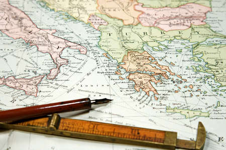 Vintage (1907 copyrighted expired) map of Europe and Asia