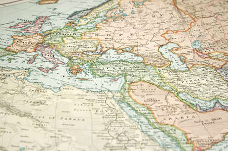 Vintage (1907 copyrighted expired) map of Europe and Asiaの写真素材