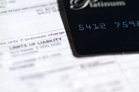 Invoice disclosure form showing liability and deductible for carsの写真素材