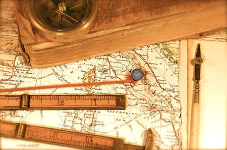 Vintage (1907 copyright EXPIRED) map of a world travelerの写真素材