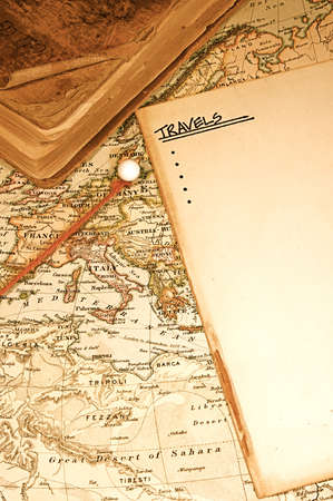 Vintage (1907 copyright EXPIRED) map of a world travelerの写真素材