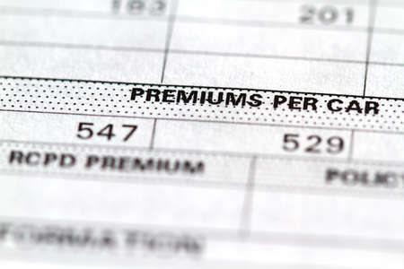 Invoice disclosure form showing liability and deductible for carsの写真素材
