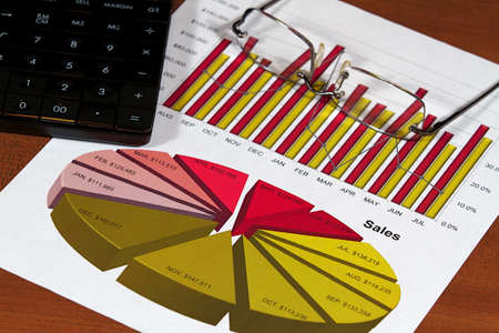 A business plan and project on the desk topの写真素材