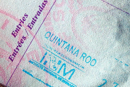 Passport page with entry stamp for Mexicoの写真素材