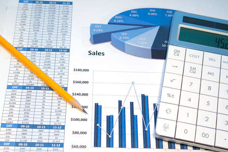 A business strategy using color charts and a calculatorの写真素材