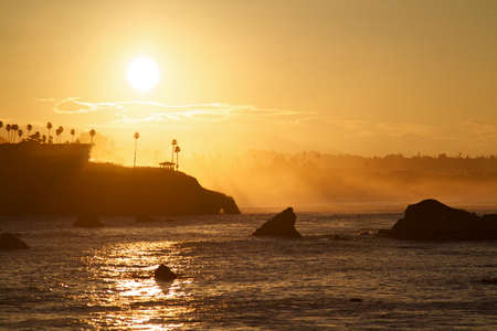 Pismo Beach coast at sun rise in the Golden Lightの写真素材