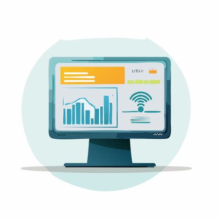 Vector illustration of a flat design of a monitor with a graph.のイラスト素材