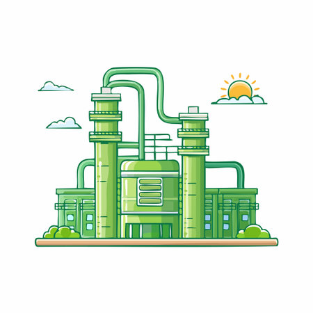 Industrial plant icon. Flat illustration of industrial plant icon for web designのイラスト素材