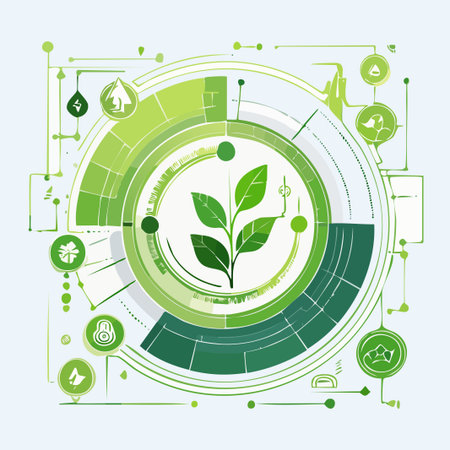 Ecology concept with icons and symbols. Green technology vector illustration.のイラスト素材