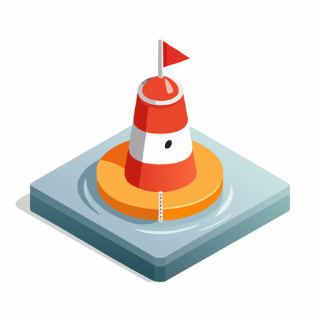 Isometric lighthouse on a white background. Vector illustration in flat style.のイラスト素材