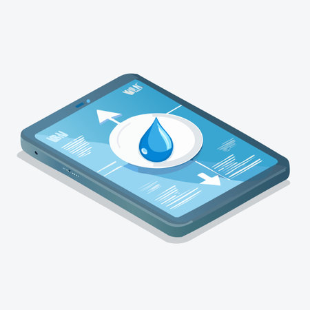 Smartphone with water drop on the screen. Flat design. Vector illustration.のイラスト素材