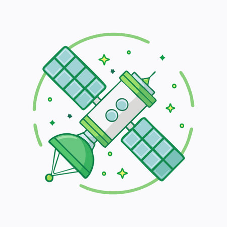 Satellite icon in flat style. Vector illustration of space satellite.のイラスト素材