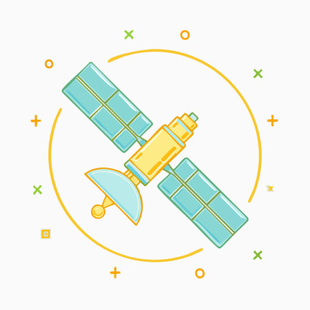 Satellite icon in flat style. Vector illustration of satellite on white background.のイラスト素材