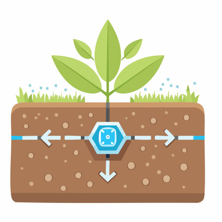 Plant growing in soil. Vector illustration of a plant growing in soil.のイラスト素材
