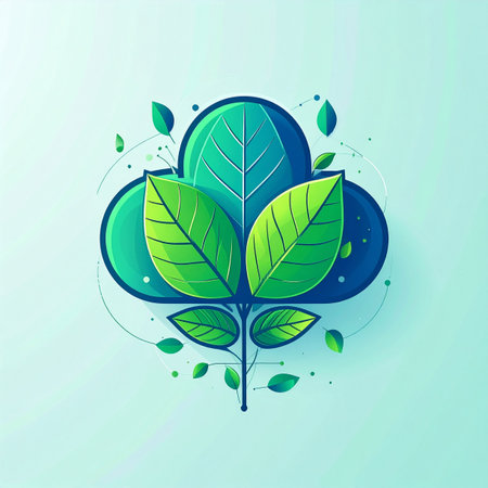 A vibrant green sprout emerges, symbolizing new growth and fresh ideas. It is framed by a stylized cloud, representing the fusion of nature and digital innovation for a sustainable and eco-conscious future. This clean, modern icon is perfect for concepts of green technology, environmental solutions, and corporate responsibility.の素材