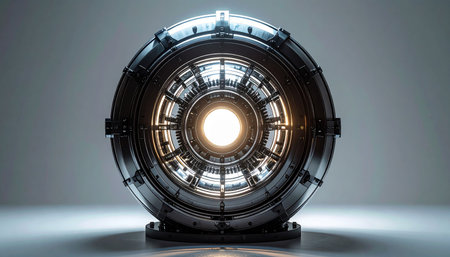A powerful and advanced fusion core glows with intense energy, showcasing the pinnacle of futuristic technology. This clean, detailed image represents a breakthrough in power generation, symbolizing innovation, the future of science, and limitless potential.の素材