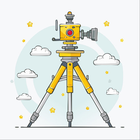 A charming cartoon illustration of a theodolite, a vital tool for surveyors and engineers.のイラスト素材