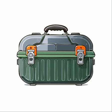 A sturdy and reliable tackle box, perfectly organized and ready for the next big fishing adventure.のイラスト素材